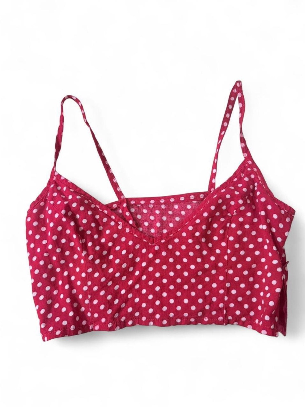 Red Polka Dot Spaghetti Strap Crop Top